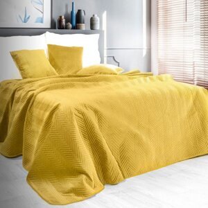 Oboustranný prošívaný přehoz na postel žluté barvy Šířka: 220 cm | Délka: 240 cm.