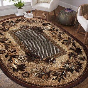 Oválný vintage koberec elegantní hnědé barvy Šířka: 200 cm | Délka: 300 cm