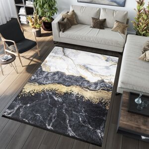 Černý módní koberec s abstraktním vzorem Šířka: 120 cm | Délka: 170 cm