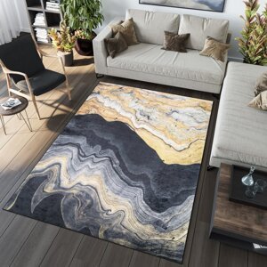 Černý designový koberec s abstraktním vzorem Šířka: 140 cm | Délka: 200 cm