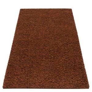 Stylový tmavě hnědý koberec s vyšším vlasem