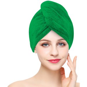 Chanar s.r.o Rychleschnoucí froté turban na vlasy, tmavě zelený