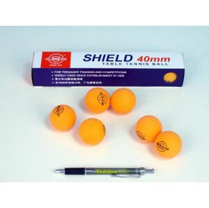 SHIELD Míčky na stolní tenis bezešvé oranžové 6ks v krabičce
