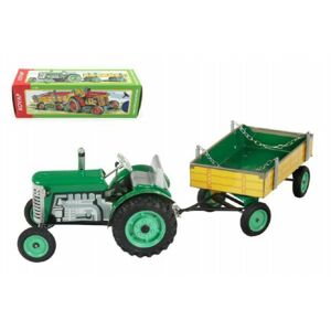 Kovap Zetor Traktor s valníkem zelený na klíček kov 28cm v krabičce