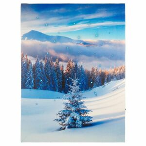Nexos  86709 Nástěnná malba horská lesní krajina, 30 LED, 30 x 40 cm