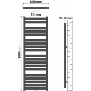 88581 AQUAMARIN Vertikální koupelnový radiátor 180 x 60 cm, bílý