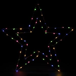 Nexos  91102 NEXOS Vánoční LED dekorace stříbrná hvězda, 50 cm, barevná