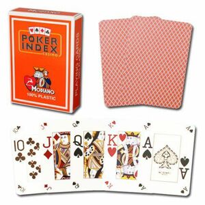 Modiano 93641 Modiano Poker karty mini, 4 rohy, oranžové, sada 12 balíčků