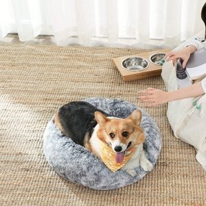 FEANDREA pelíšek pro psa nebo kočku, měkký PV sametový povrch, 70 cm - šedá barva