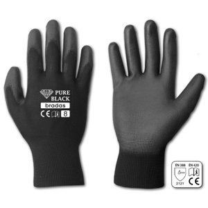 Ochranné rukavice z polyuretanu Bradas PURE BLACK vel. 10