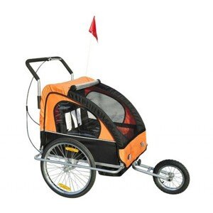 Přívěsný vozík za kolo pro 2 děti JOGGER 2v1 COMFORT 2 oranžovo-černý