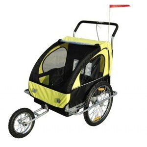 Přívěsný vozík za kolo pro 2 děti JOGGER 2v1 COMFORT 2 žluto-černý