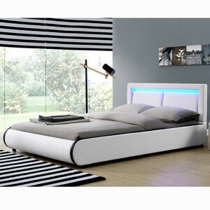 Goleto Čalouněná postel Murcia s LED osvětlením 140 x 200 cm | bílá