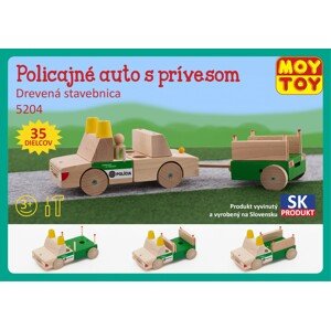 Moy Toy Dřevěná stavebnice Policejní auto s přívěsem Moy Toy