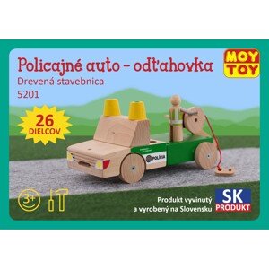 Moy Toy Dřevěná stavebnice Policejní auto - odtahovka Moy Toy