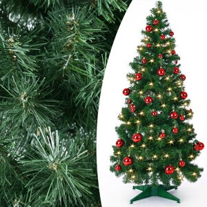 Goleto Umělý vánoční stromek Pop-Up včetně ozdob a LED osvětlení 180 cm | zelený