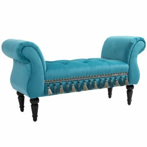 Goleto Čalouněná vintage lavice 117 x 40 x 58 cm | modrá